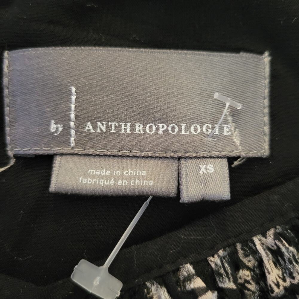 New Anthropologie Susanne Floral Tunic Mini Dress $168 X-SMALL Black and White - Picture 4 of 4